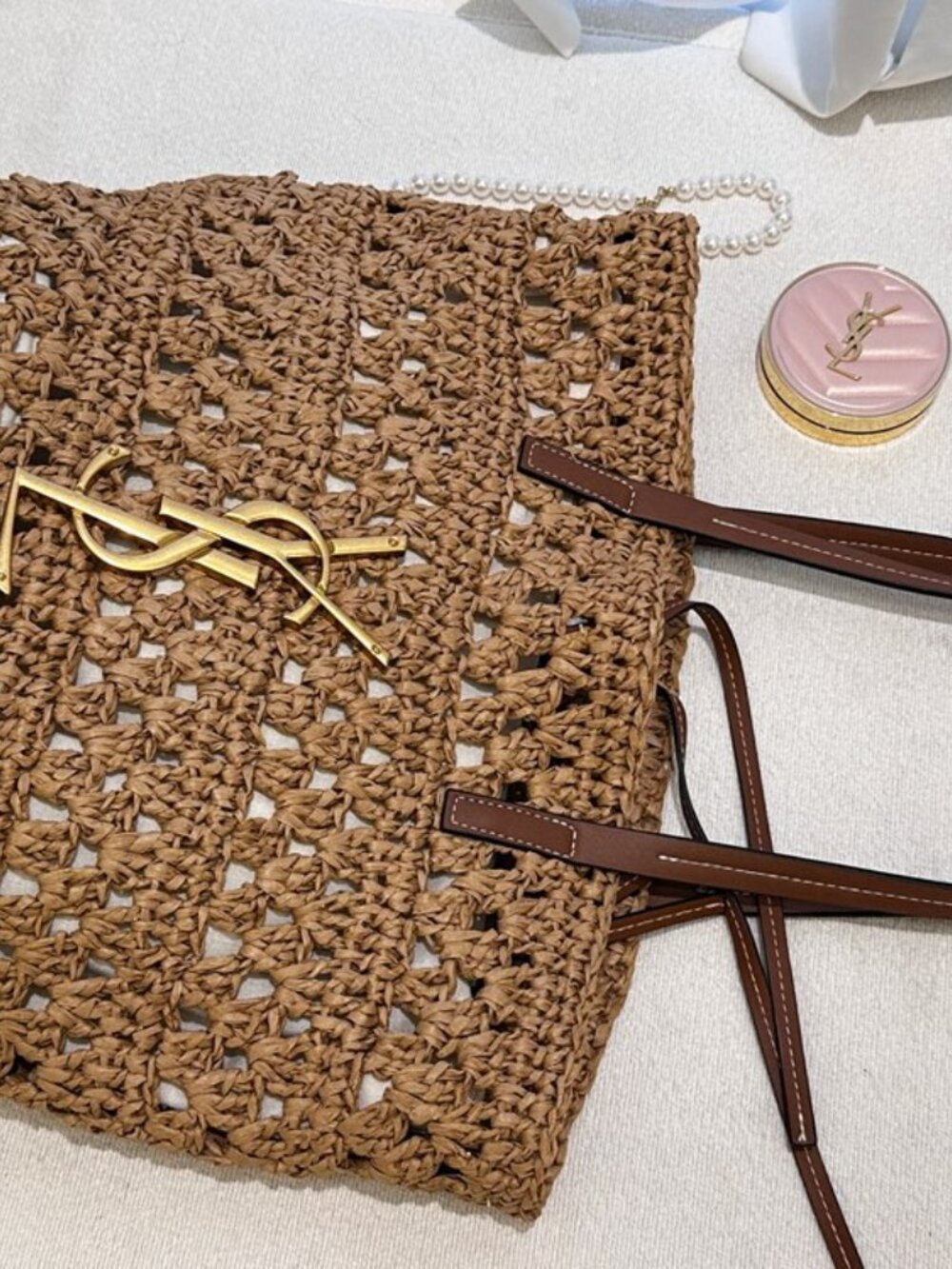 YSL Raffia Woven Tote Bag - Picture 4 of 8
